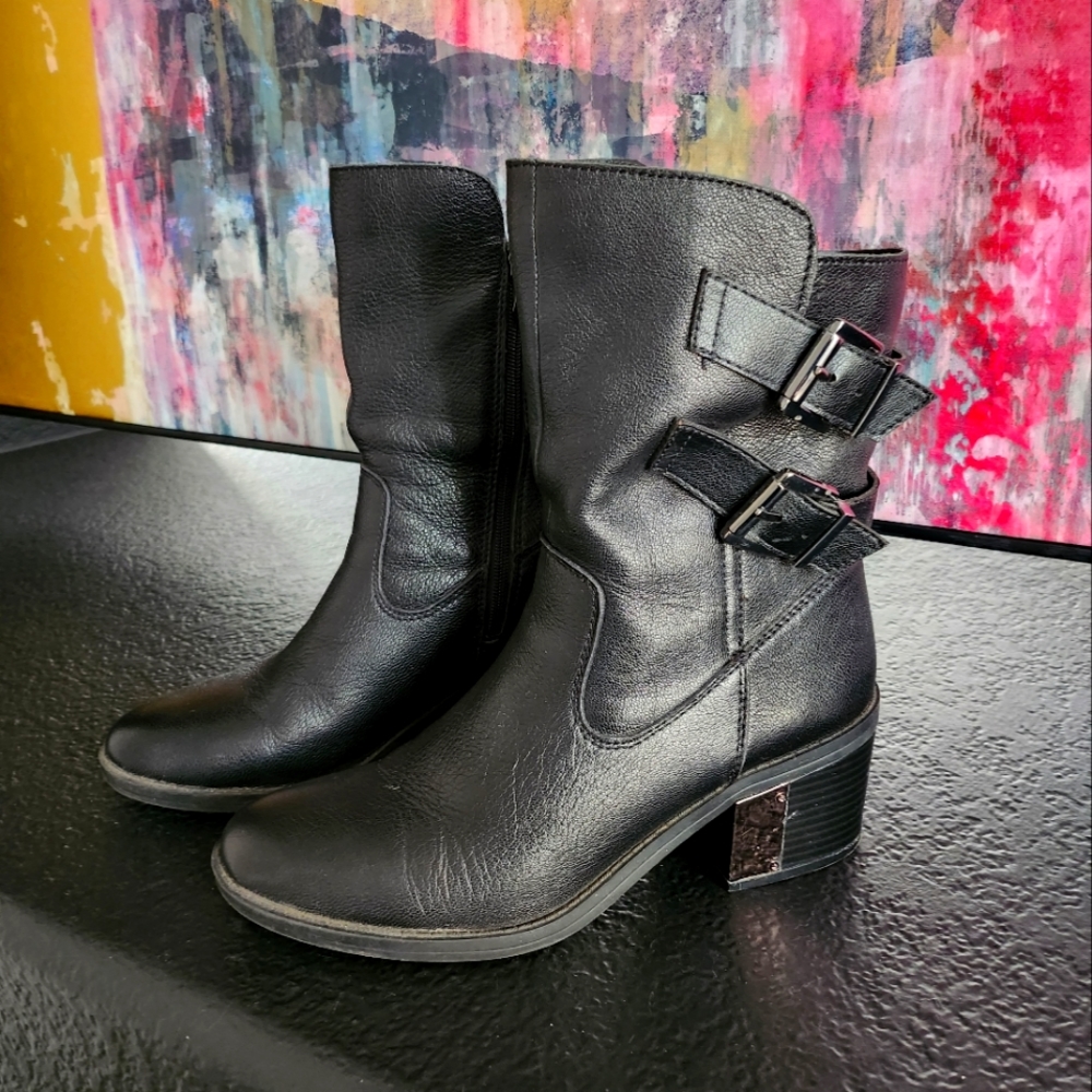 Fergie Black Leather Booties